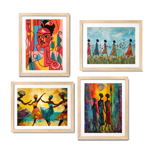 Group of Four Folk Art Prints