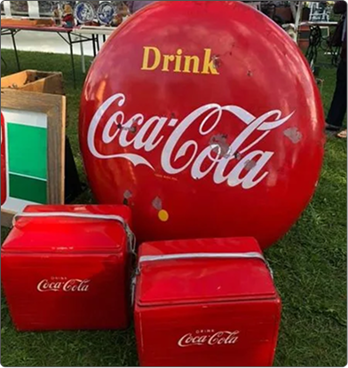 Vintage Soda Tin Cooler & Signs Lot