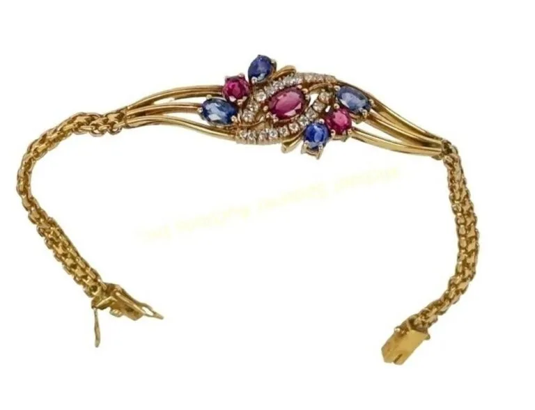 Gold Bracelet with Coloured Gemstones